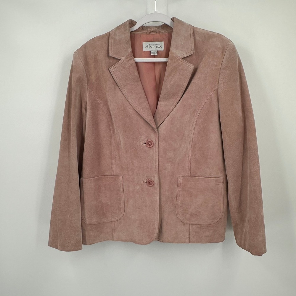 Womens Y2K Coquette Pink Suede Jacket Sz XL 90s Boho Minimalist Pastel Soft Girl